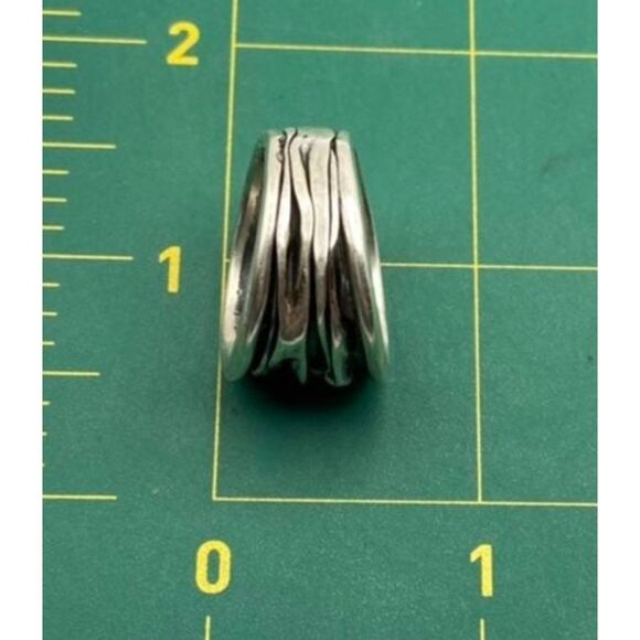 Vintage Sterling Silver Wrinkled Folded Wide Band Ring Sz 8.5M - Picture 6 of 6
